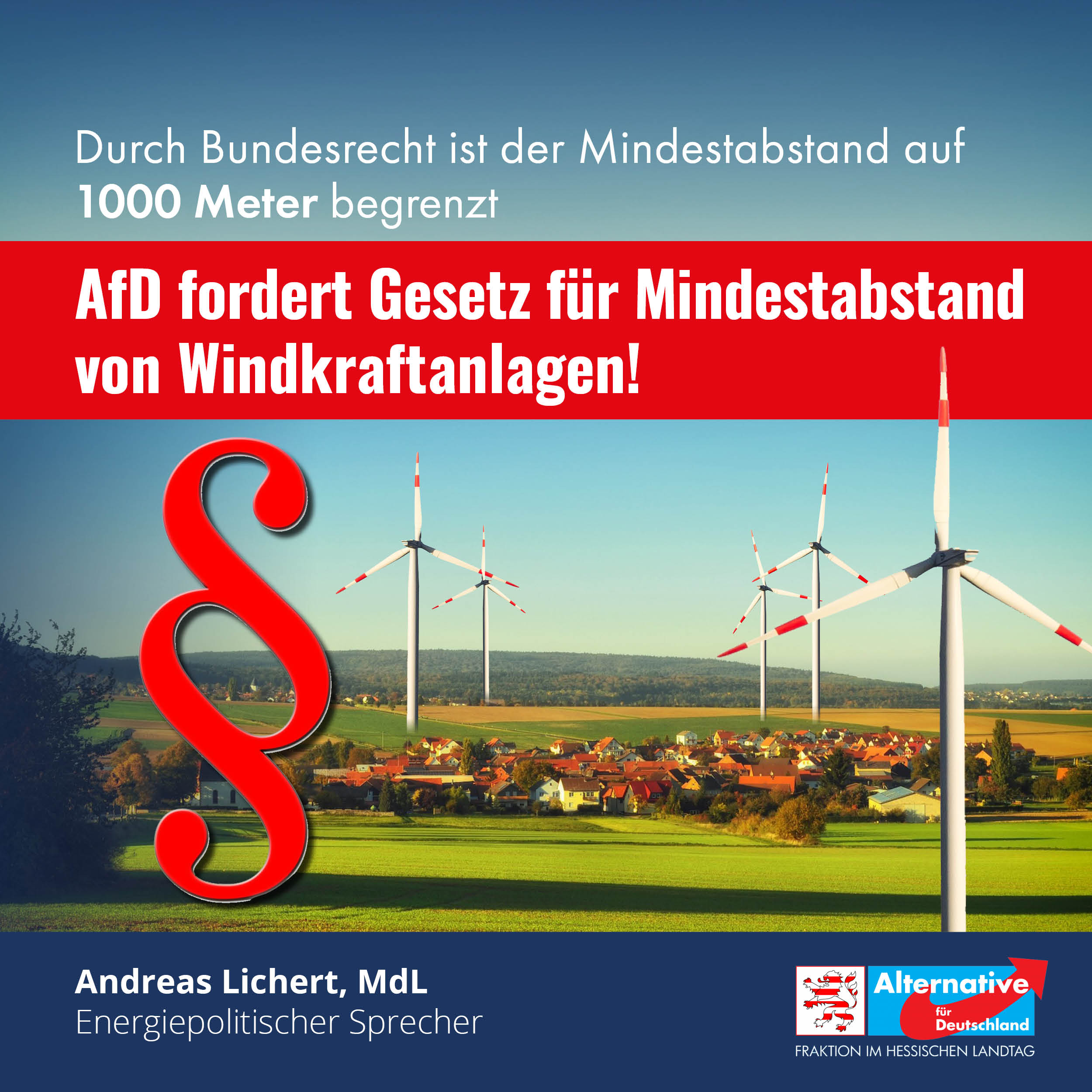 Read more about the article AfD fordert Gesetz für Mindestabstand von Windkraftanlagen