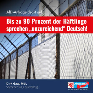 Read more about the article Bis zu 90 Prozent der Häftlinge sprechen „unzureichend“ Deutsch!