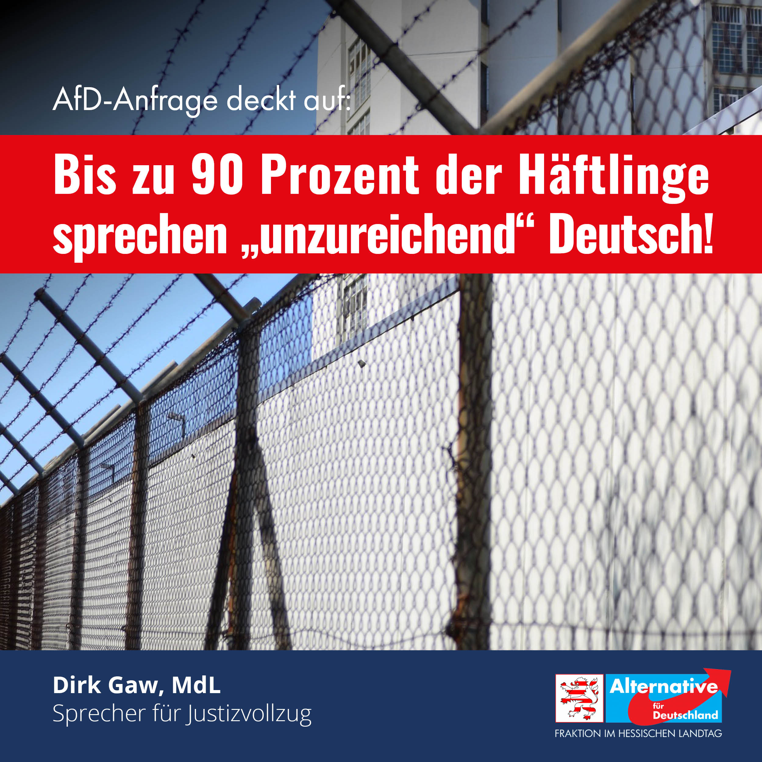 You are currently viewing Bis zu 90 Prozent der Häftlinge sprechen „unzureichend“ Deutsch!