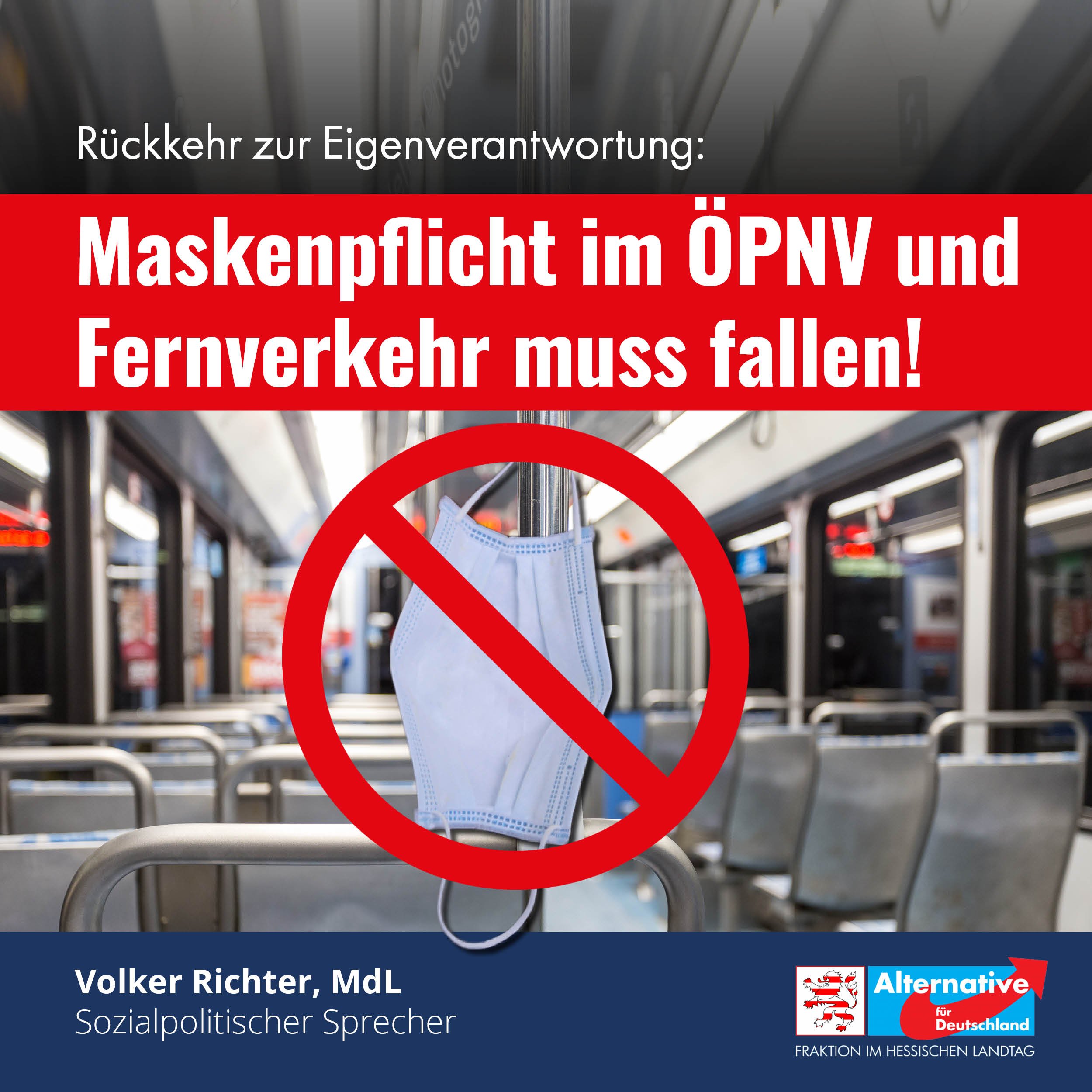 Read more about the article Maskenpflicht im ÖPNV und Fernverkehr muss fallen