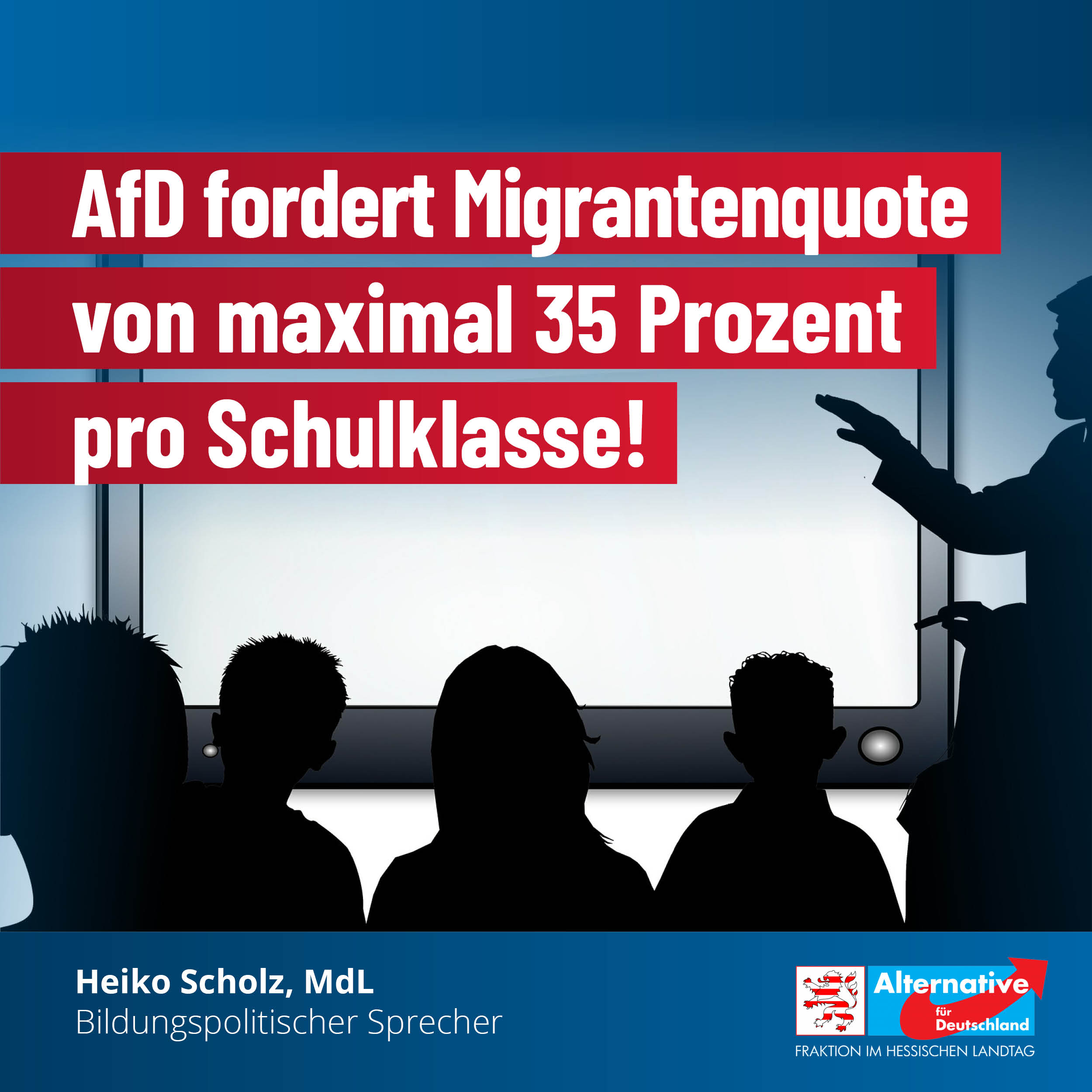 Read more about the article AfD fordert Migrantenquote von maximal 35 Prozent pro Klasse