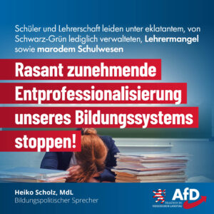 Read more about the article Rasant zunehmende Entprofessionalisierung unseres Bildungssystems stoppen!