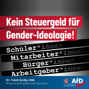 Read more about the article Kein Steuergeld für Gender-Ideologie!