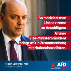 Read more about the article So motiviert man Linksextreme zu Anschlägen: Grüner Vize-Ministerpräsident bringt AfD in Zusammenhang mit Nationalsozialisten.