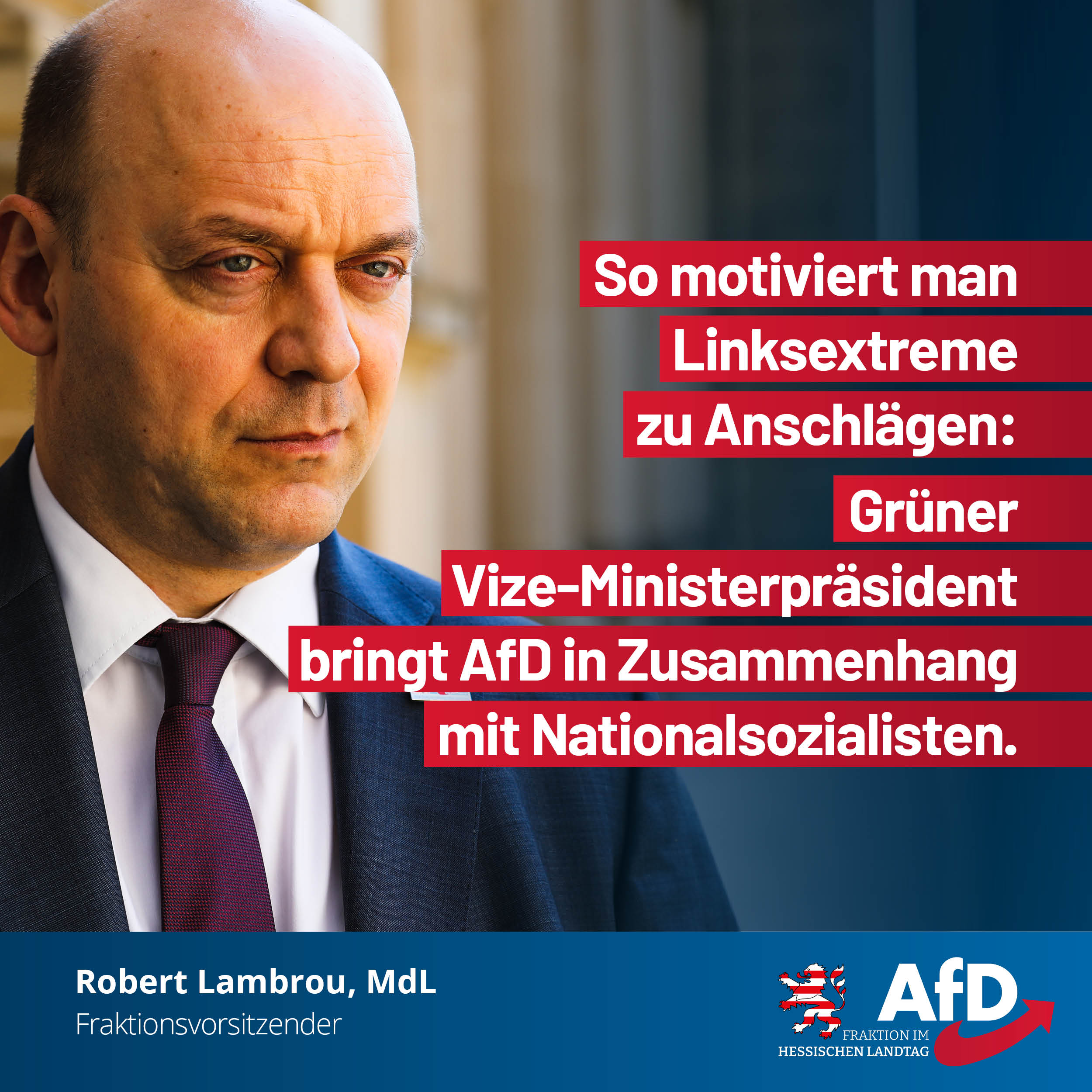You are currently viewing So motiviert man Linksextreme zu Anschlägen: Grüner Vize-Ministerpräsident bringt AfD in Zusammenhang mit Nationalsozialisten.