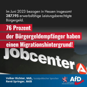 Read more about the article 76 Prozent der Bürgergeldempfänger in Hessen haben einen Migrationshintergrund