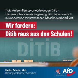 Read more about the article Fortgesetze Zusammenarbeit mit Ditib ist ein Rückschritt zum Schaden der Schüler