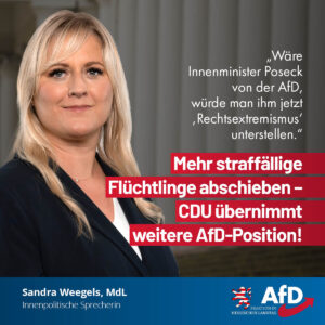 Read more about the article Mehr straffällige Flüchtlinge abschieben – CDU übernimmt weitere AfD-Position