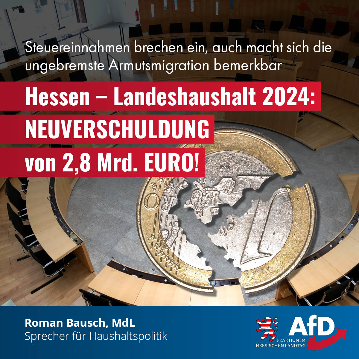 Mehr über den Artikel erfahren Landeshaushalt 2024: Trotz Neuverschuldung von 2,8 Mrd. Euro – vom CDU-Wahlkampfschlager „Hessengeld“ bleibt nur ein Schatten