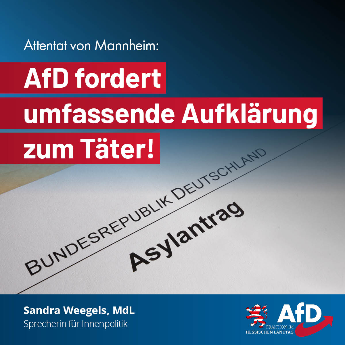Mehr über den Artikel erfahren Attentat von Mannheim: AfD fordert umfassende Aufklärung zum Täter