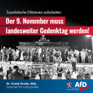 Mehr über den Artikel erfahren Der 9. November muss landesweiter Gedenktag werden!