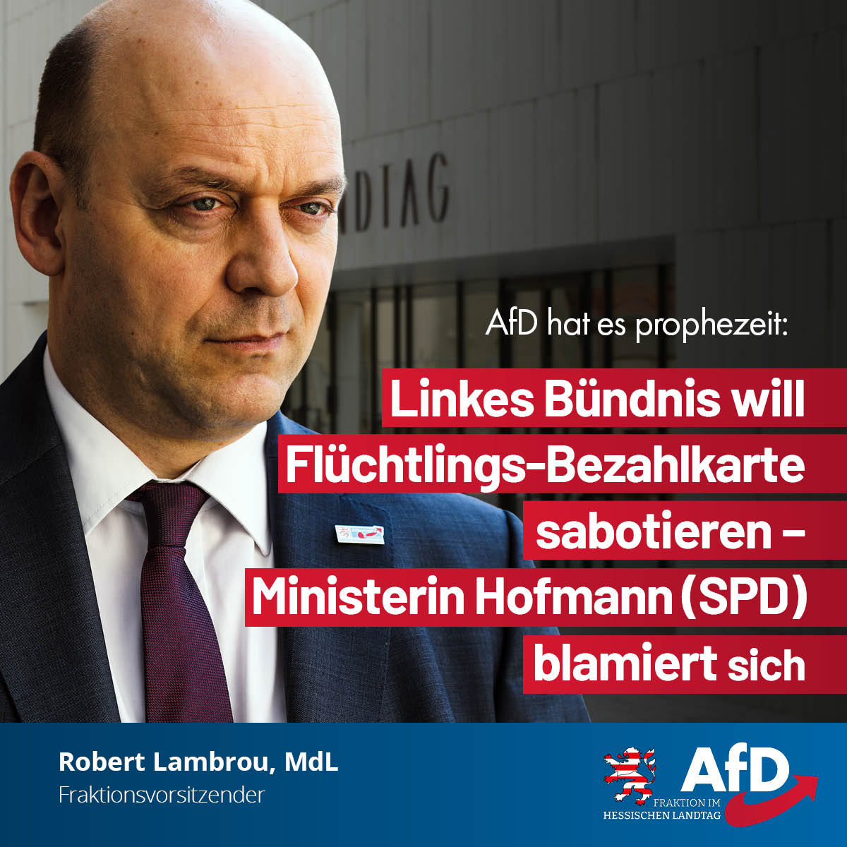 Du betrachtest gerade AfD hat es prophezeit: Linkes Bündnis will Flüchtlings-Bezahlkarte sabotieren – Ministerin Hofmann (SPD) blamiert sich