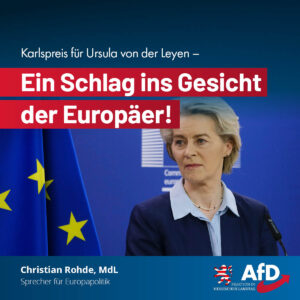 Mehr über den Artikel erfahren Karlspreis für Ursula von der Leyen – Ein Schlag ins Gesicht der Europäer!