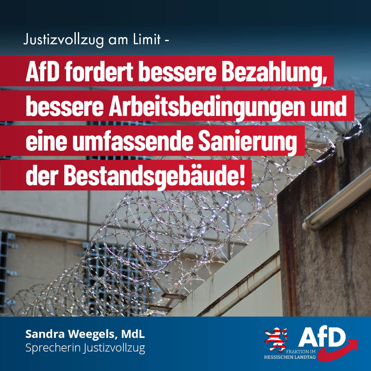 Du betrachtest gerade Justizvollzug am Limit: AfD fordert bessere Bezahlung, bessere Arbeitsbedingungen und eine umfassende Sanierung der Bestandsgebäude!